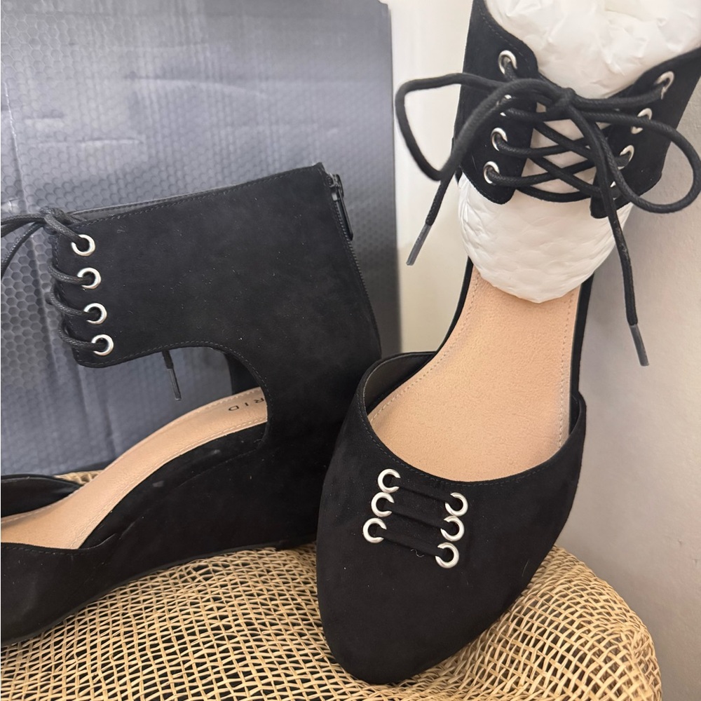 Torrid Black Lace-Up Wedges